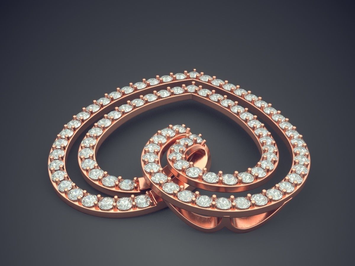 Simple Heart-Shaped Diamond Pendant 1042 3D print model_2