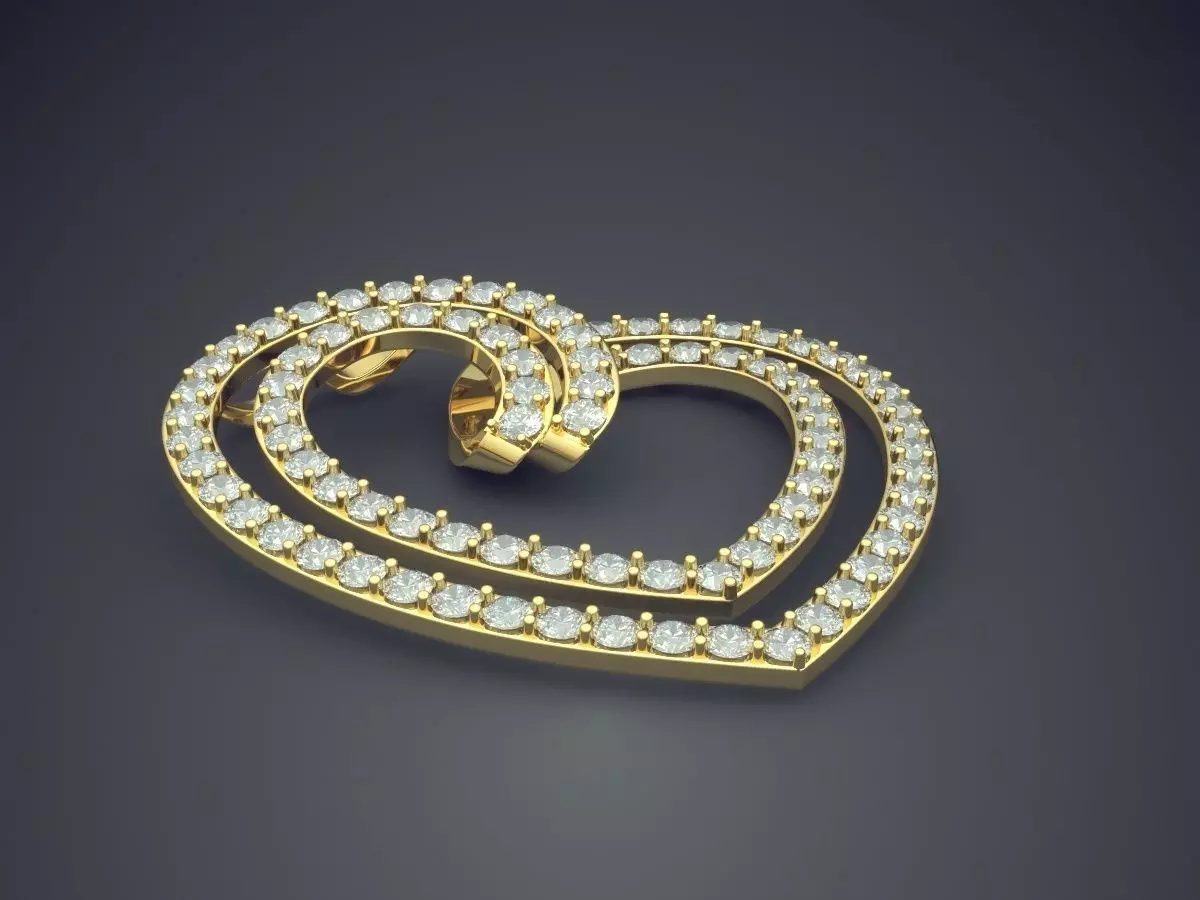 Simple Heart-Shaped Diamond Pendant 1042 3D print model_0