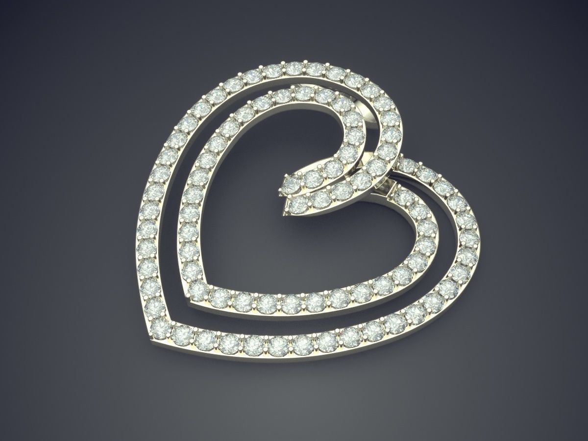 Simple Heart-Shaped Diamond Pendant 1042 3D print model_1