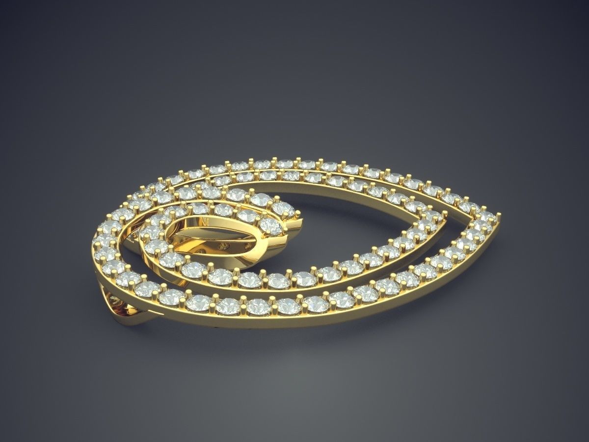 Simple Heart-Shaped Diamond Pendant 1042 3D print model_3