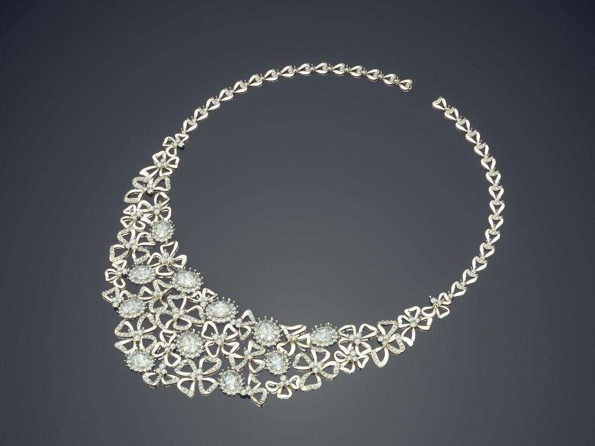 Elegant Necklace With Diamonds 1050 3D print model_1