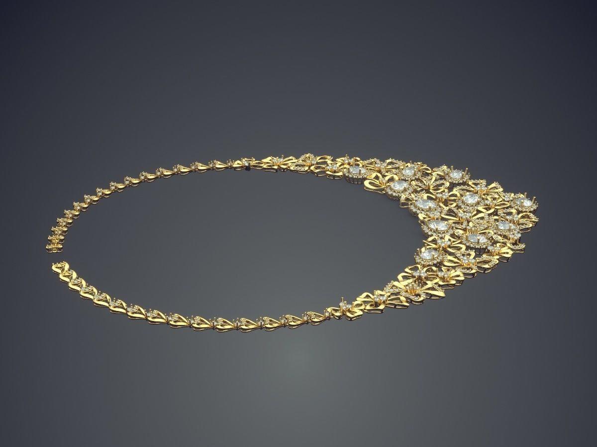 Elegant Necklace With Diamonds 1050 3D print model_3