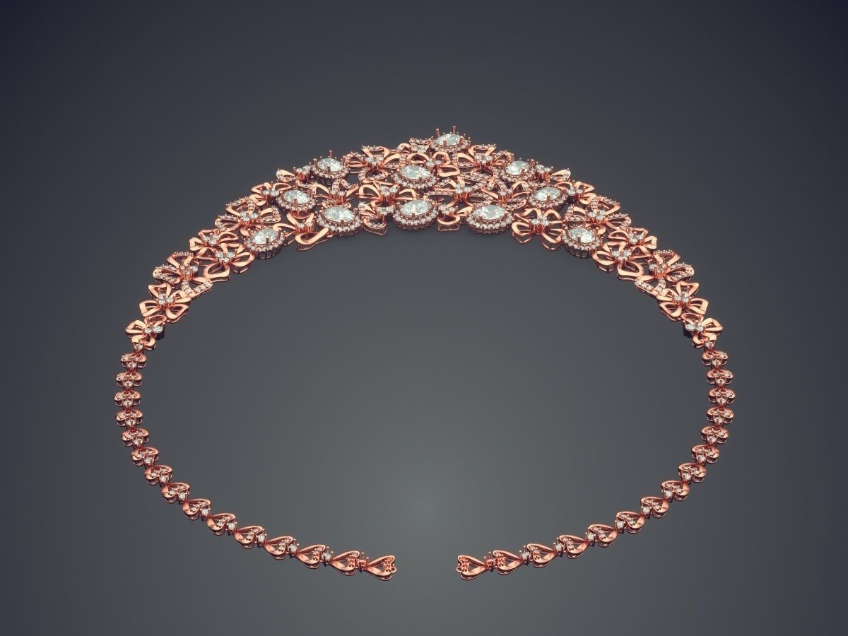 Elegant Necklace With Diamonds 1050 3D print model_2