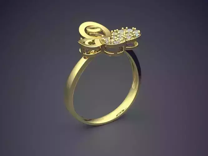 Pretty Feminine Butterfly shaped Diamond Ring 1034