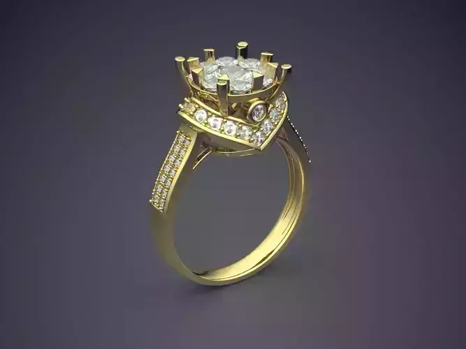 Classic Engagement Ring With Diamonds 1032