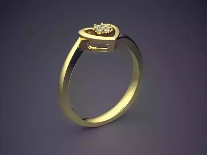 Heart Detailed Feminine Diamond Ring 1028