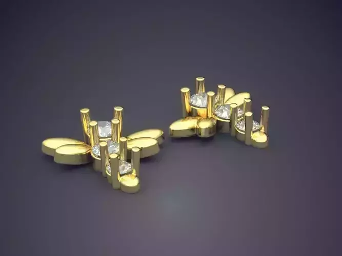 Dragon-fly Shaped Earrings With Diamonds 1018