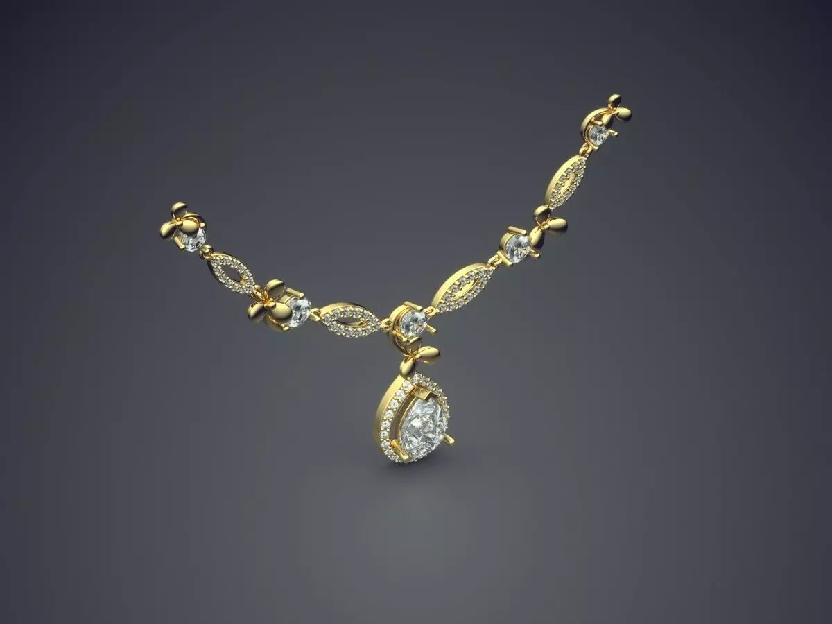 Elegant Necklace Pendant With Diamonds 1017 3D print model_0