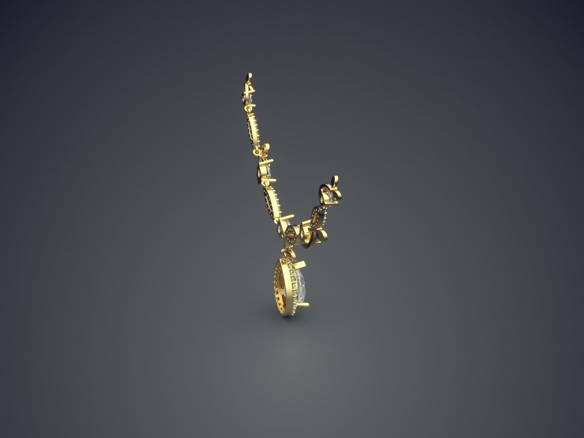 Elegant Necklace Pendant With Diamonds 1017 3D print model_3