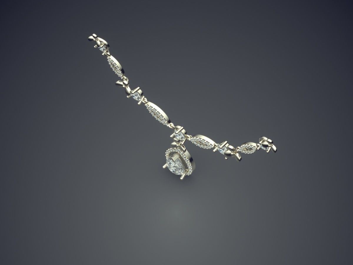 Elegant Necklace Pendant With Diamonds 1017 3D print model_1