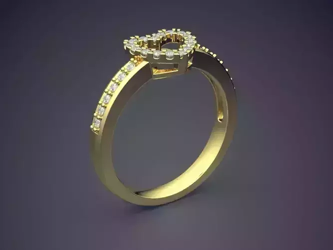 Heart Shaped Wedding Ring With Diamonds 1012