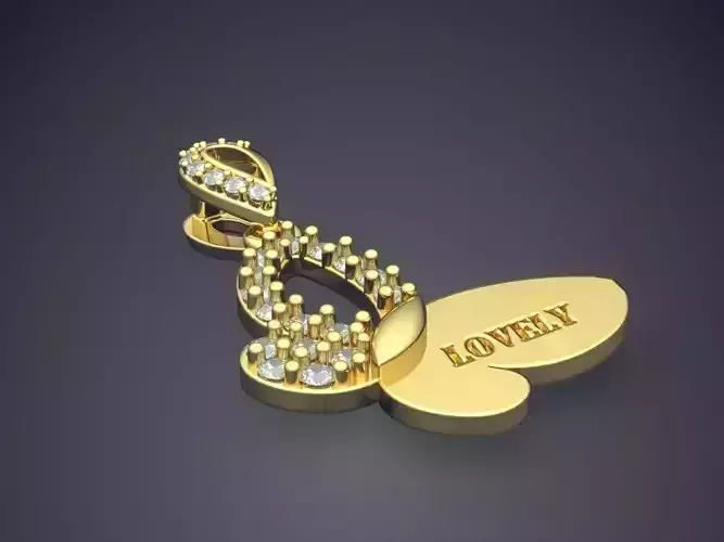 Butterfly Shaped Detailed Diamond Pendant 1009