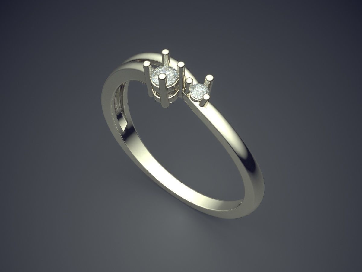 Thin Engagement Ring With Small Diamonds 1005 3D print model_1