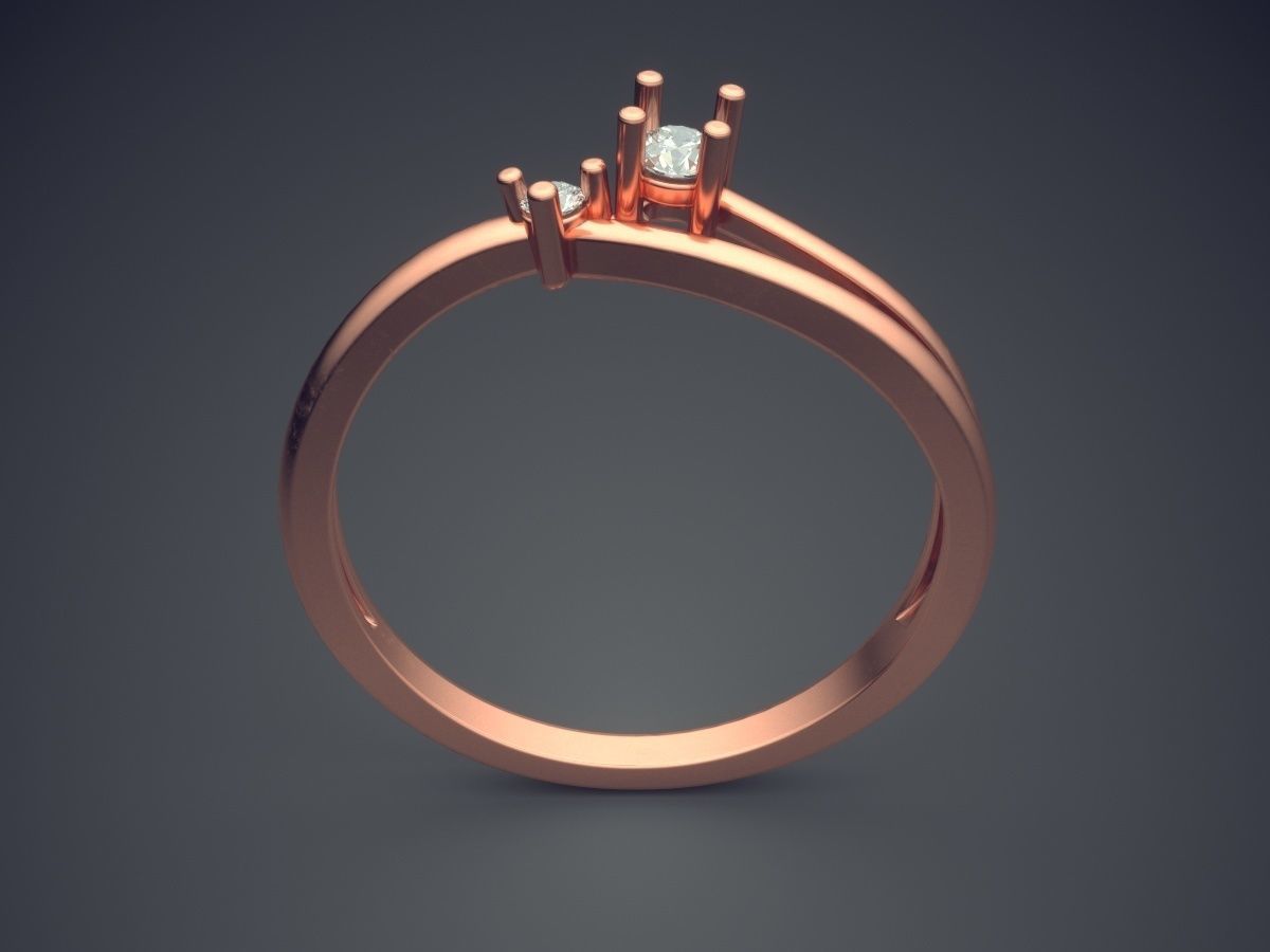 Thin Engagement Ring With Small Diamonds 1005 3D print model_2
