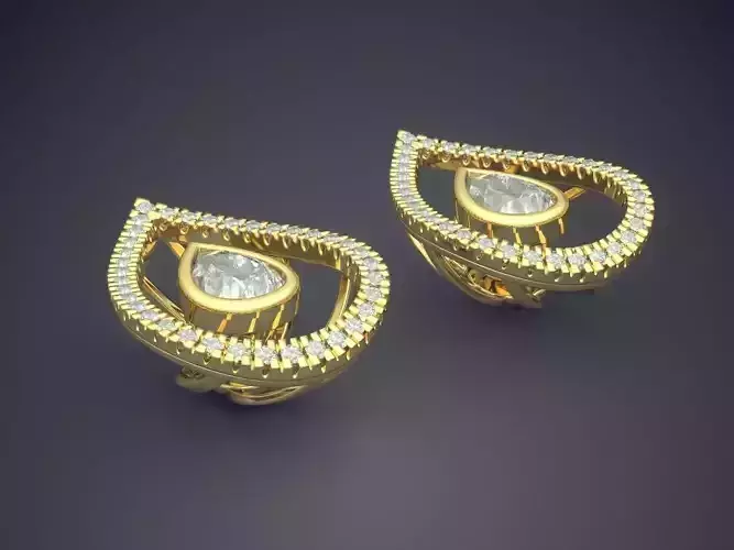 Raindrop-Shaped Diamonds Earrings 1007