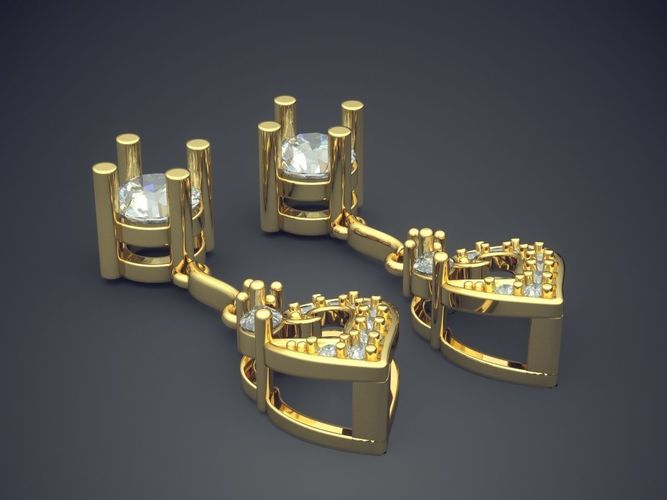 Elegant Earrings With Diamonds 1002 3D print model