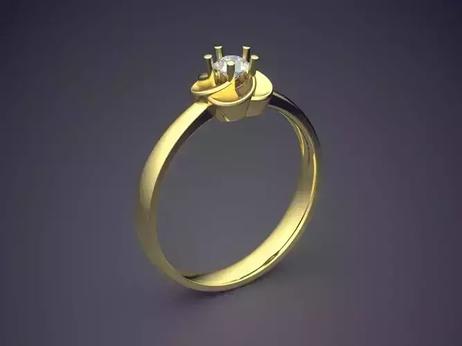 Thin Wedding Ring With Flower-shaped Diamond 1001