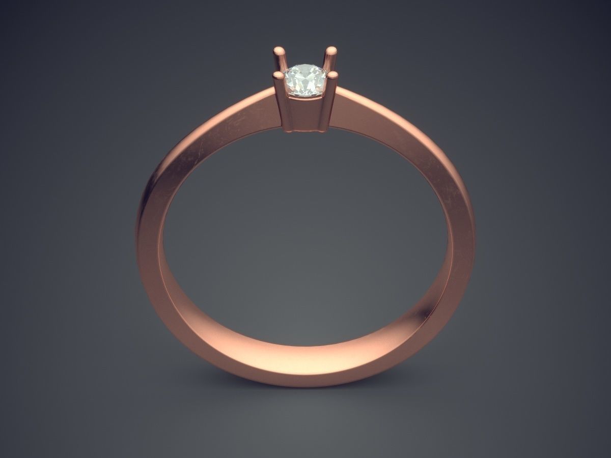 Precious Dainty Engagement Ring with Small Diamond 873 3D print model_2