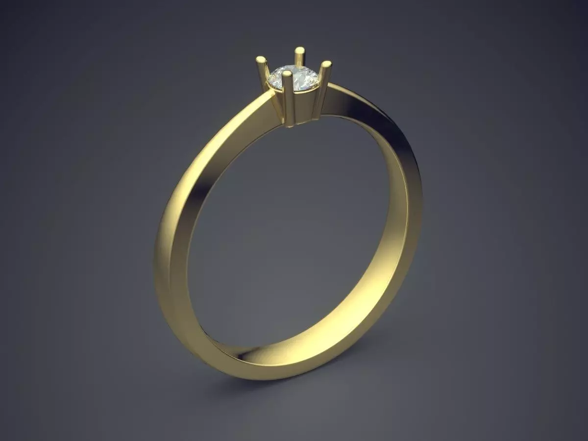 Precious Dainty Engagement Ring with Small Diamond 873 3D print model_0