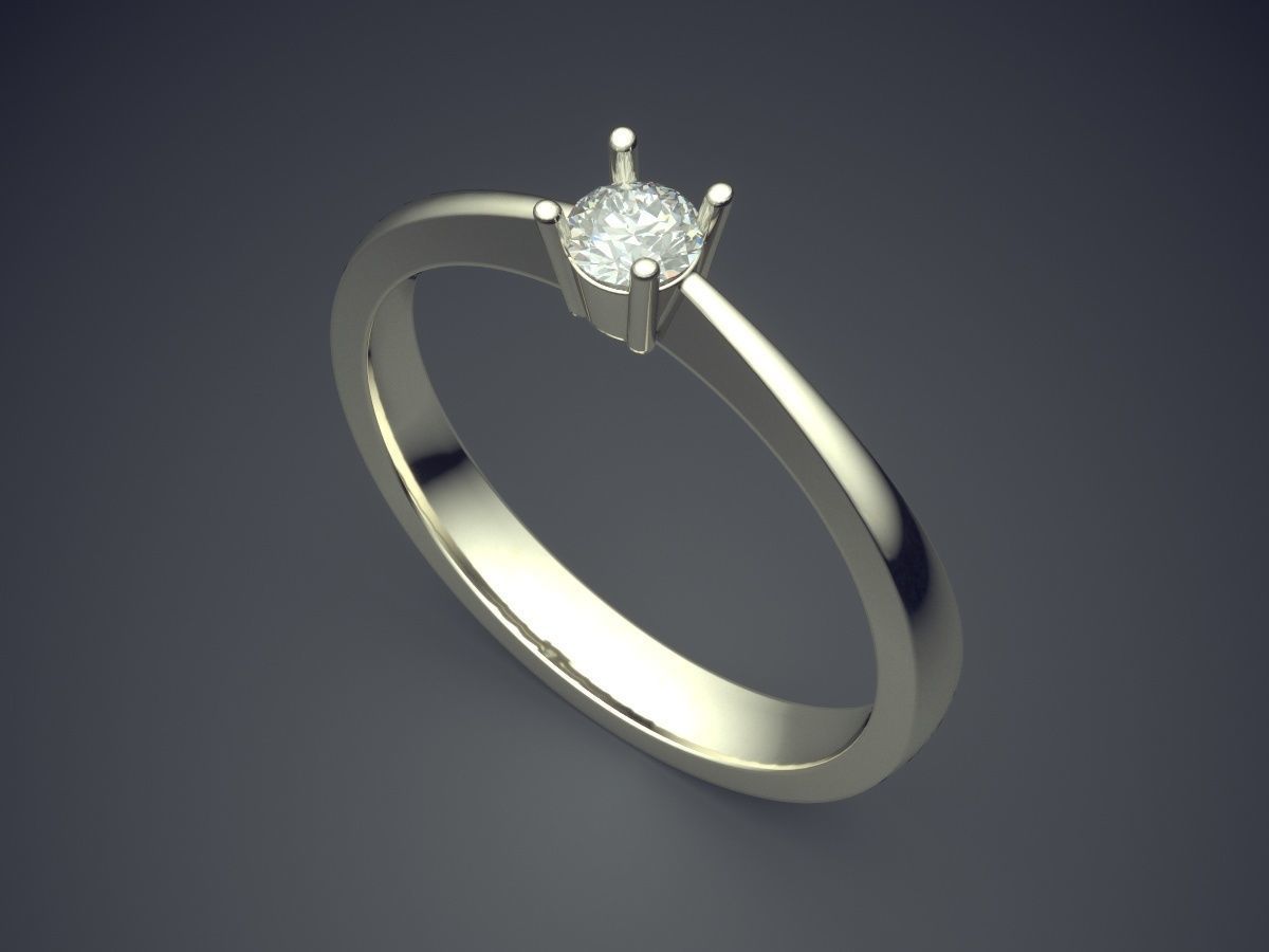 Precious Dainty Engagement Ring with Small Diamond 873 3D print model_1