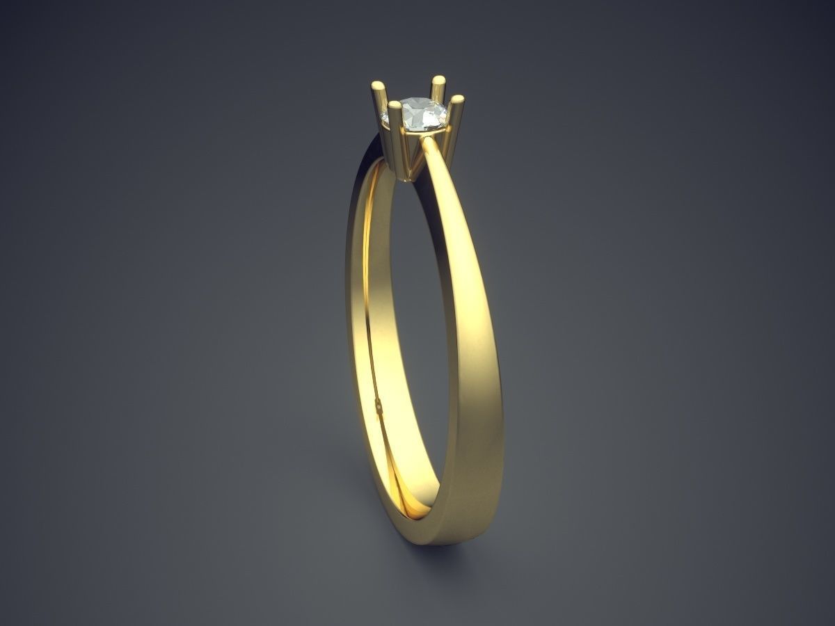Precious Dainty Engagement Ring with Small Diamond 873 3D print model_3