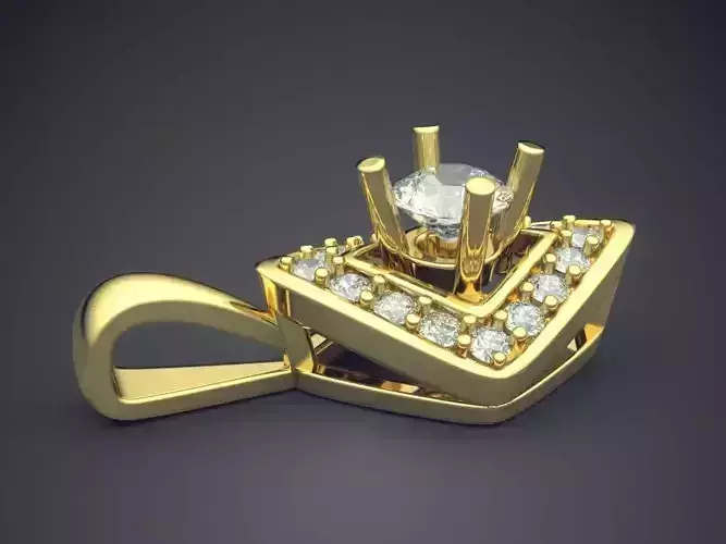 Rhombus Shaped Pendant With Diamonds 860
