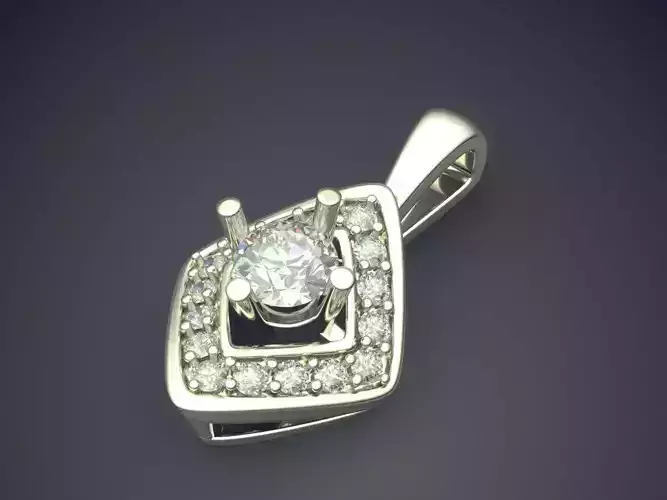 Rhombus Shaped Pendant With Diamonds 860