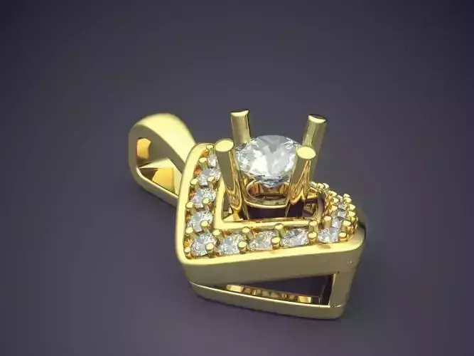 Rhombus Shaped Pendant With Diamonds 860 3D print model