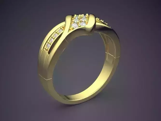 Thick Elegant Engagement Ring With Small Diamonds 775