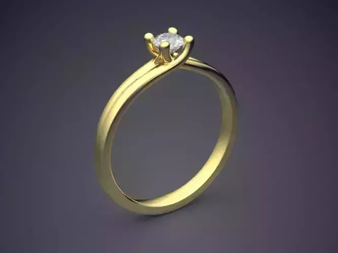 Classic Golden Engagement Ring With Diamond Details 762