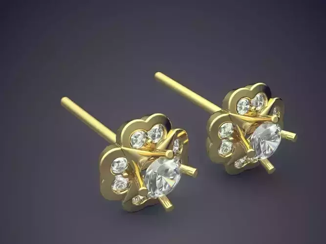 Fancy Extravagant Flower-Shaped Earrings With Diamonds 578