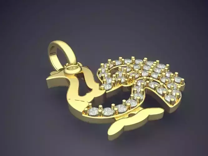 Rooster Shape Pendant Necklace With Diamonds 497