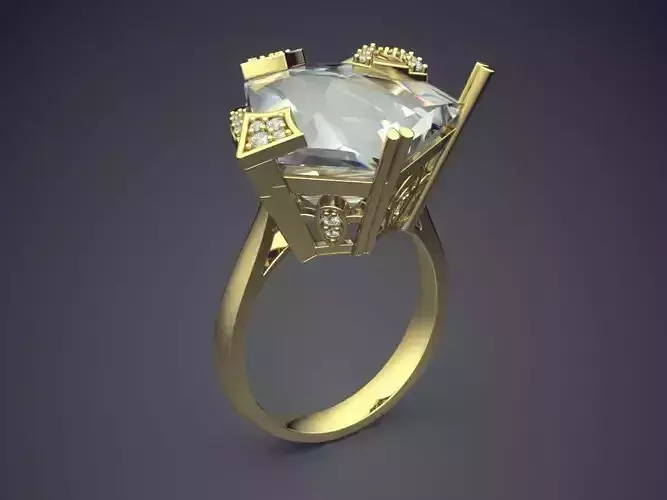 Wedding Ring With Huge Pearl Diamond 370 3D print model