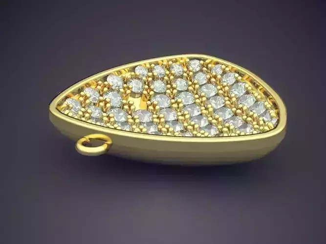 Oval Triangular Shape Pendant Necklace Full Of Diamonds 319