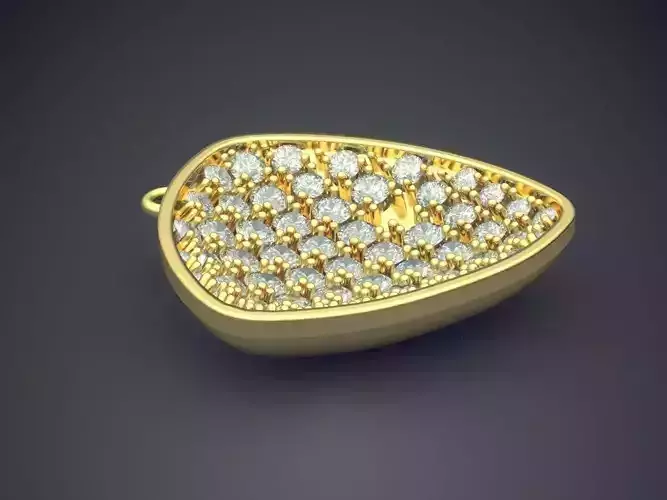 Oval Triangular Shape Pendant Necklace Full Of Diamonds 319 3D print model