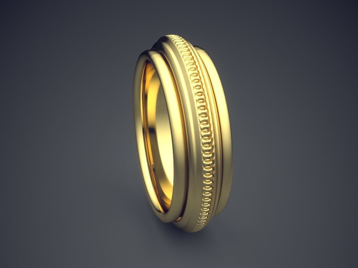 Simple Minimal Textured and Layered Diamond Ring 2875 3D print model_3
