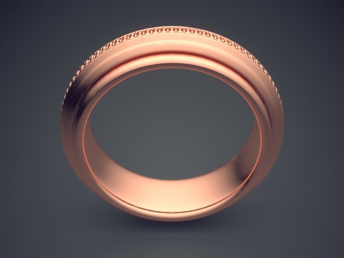 Simple Minimal Textured and Layered Diamond Ring 2875 3D print model_2