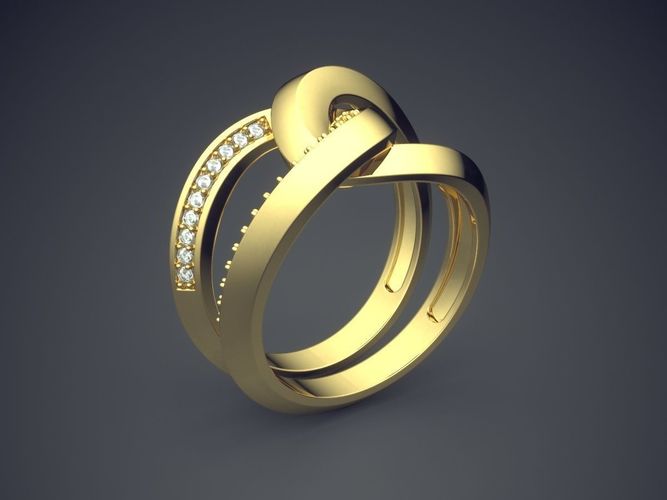 Knotted Unique Design Diamond Ring 2727 3D print model