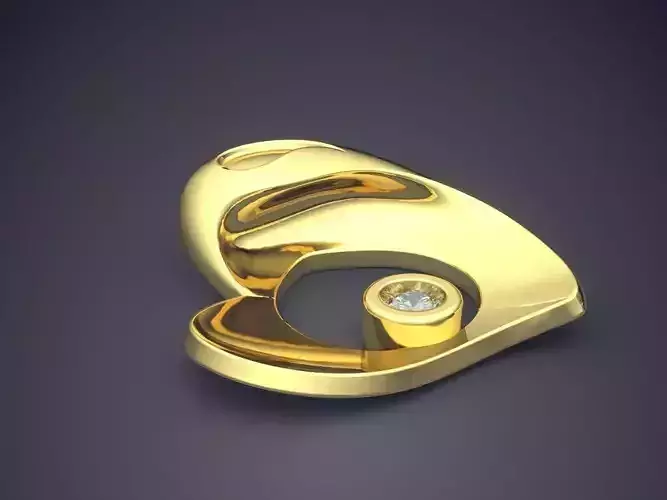 Unique Futuristic Heart Shaped Pendant with Diamonds 258