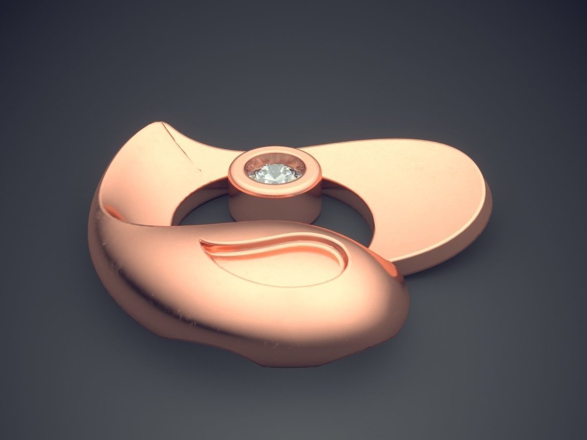 Unique Futuristic Heart Shaped Pendant with Diamonds 258 3D print model_2