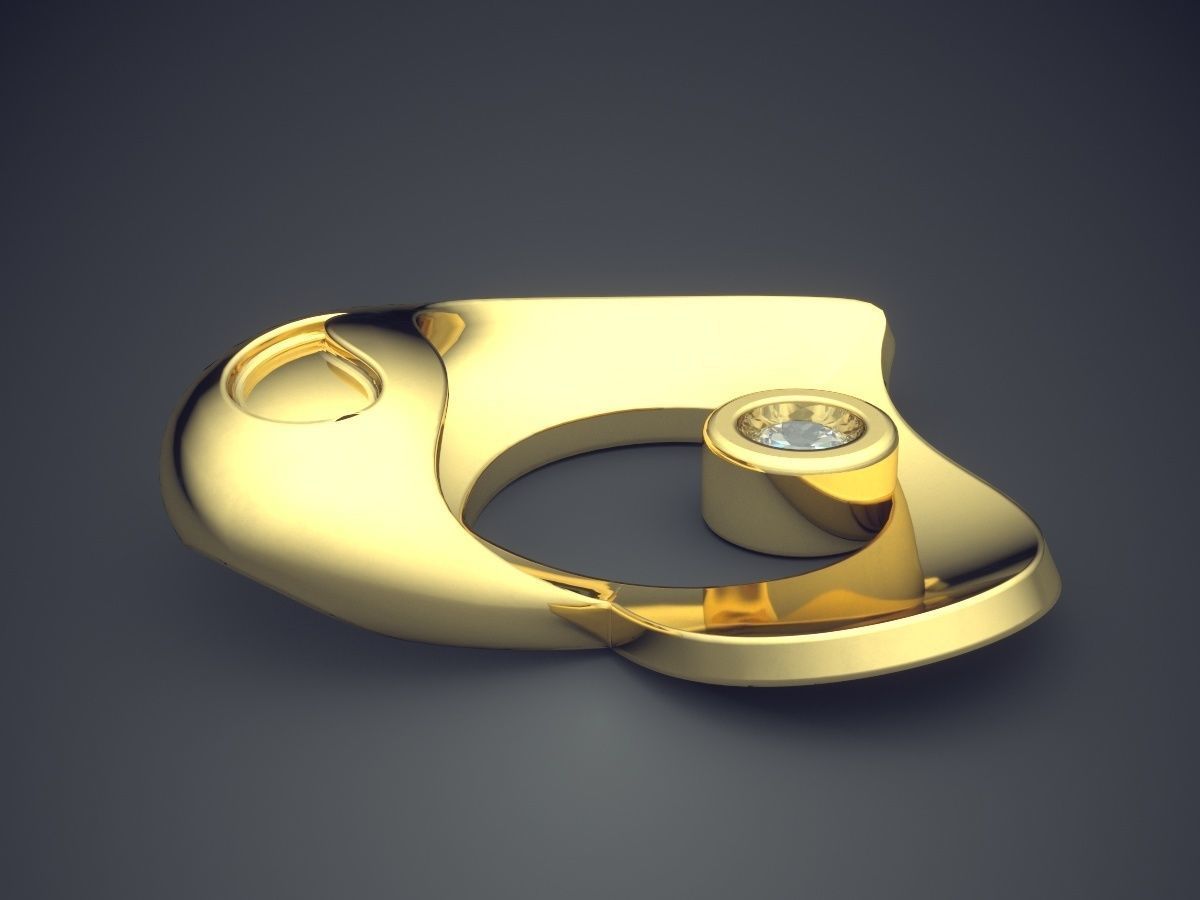 Unique Futuristic Heart Shaped Pendant with Diamonds 258 3D print model_3