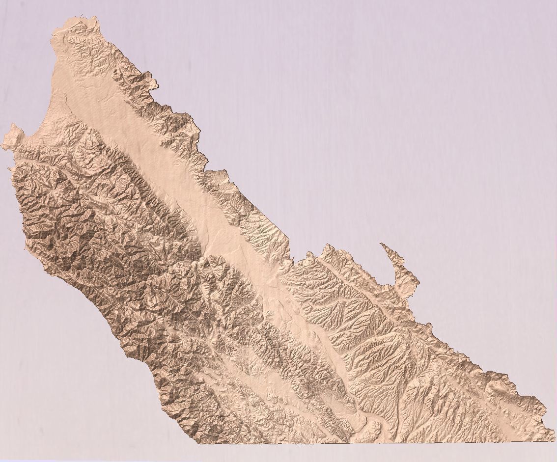 3D satellite terrain model of Monterey county California 3D print model_1