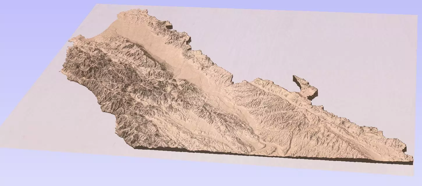 3D satellite terrain model of Monterey county California 3D print model_0