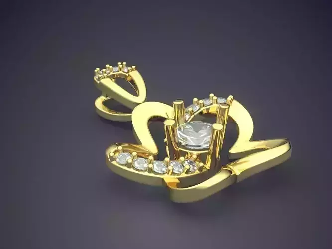 Flower-shape Pendant With Diamonds 2552 3D print model