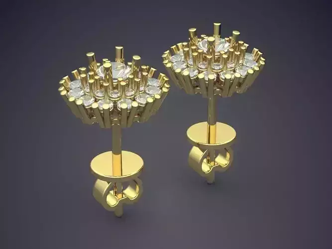 Oval Earrings With Diamonds 2517 3D print model