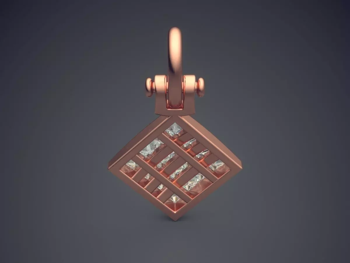 Rectangular-shape Brooch With Diamonds 2290 3D print model_2