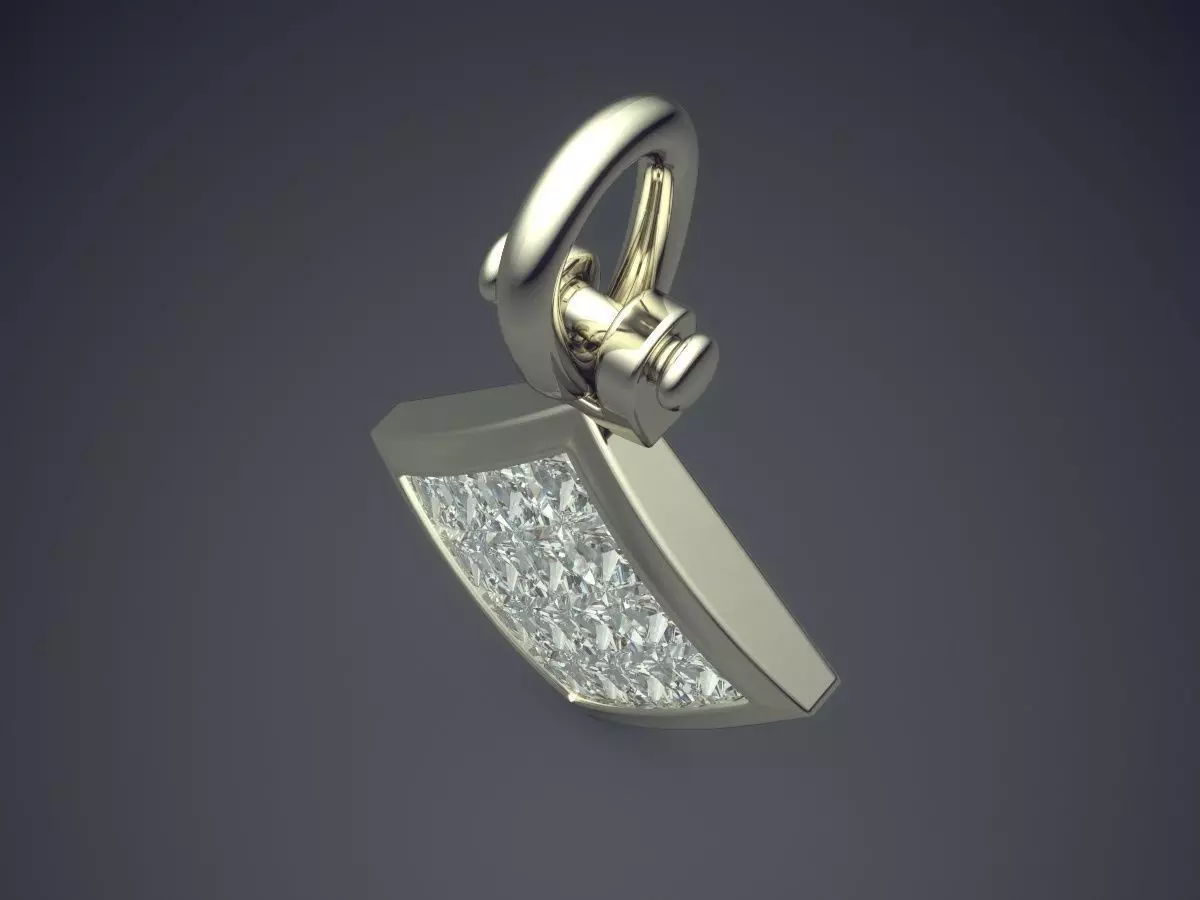 Rectangular-shape Brooch With Diamonds 2290 3D print model_1