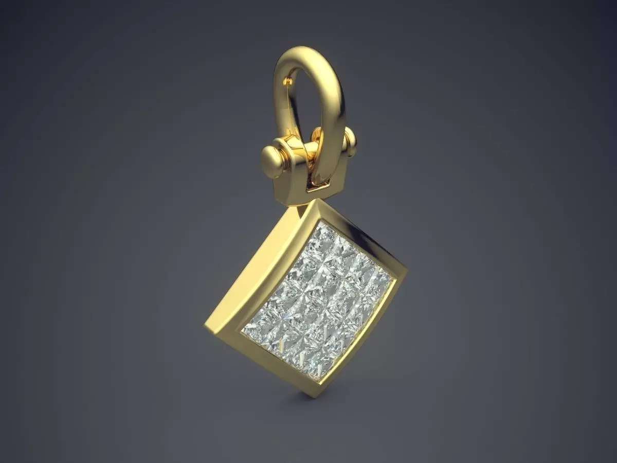 Rectangular-shape Brooch With Diamonds 2290 3D print model_0