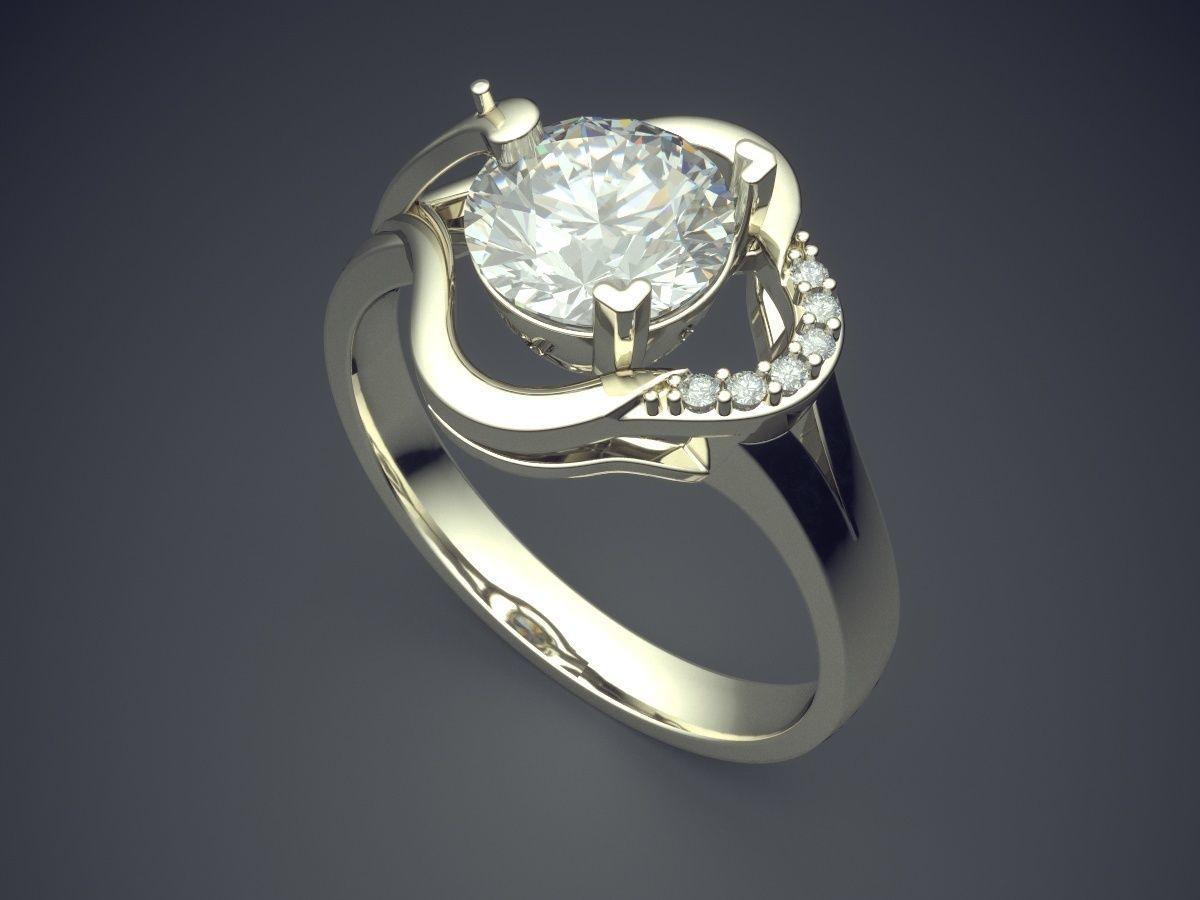 Elegant Luxurious Diamond-Ring for Engagement 2287 3D print model_1