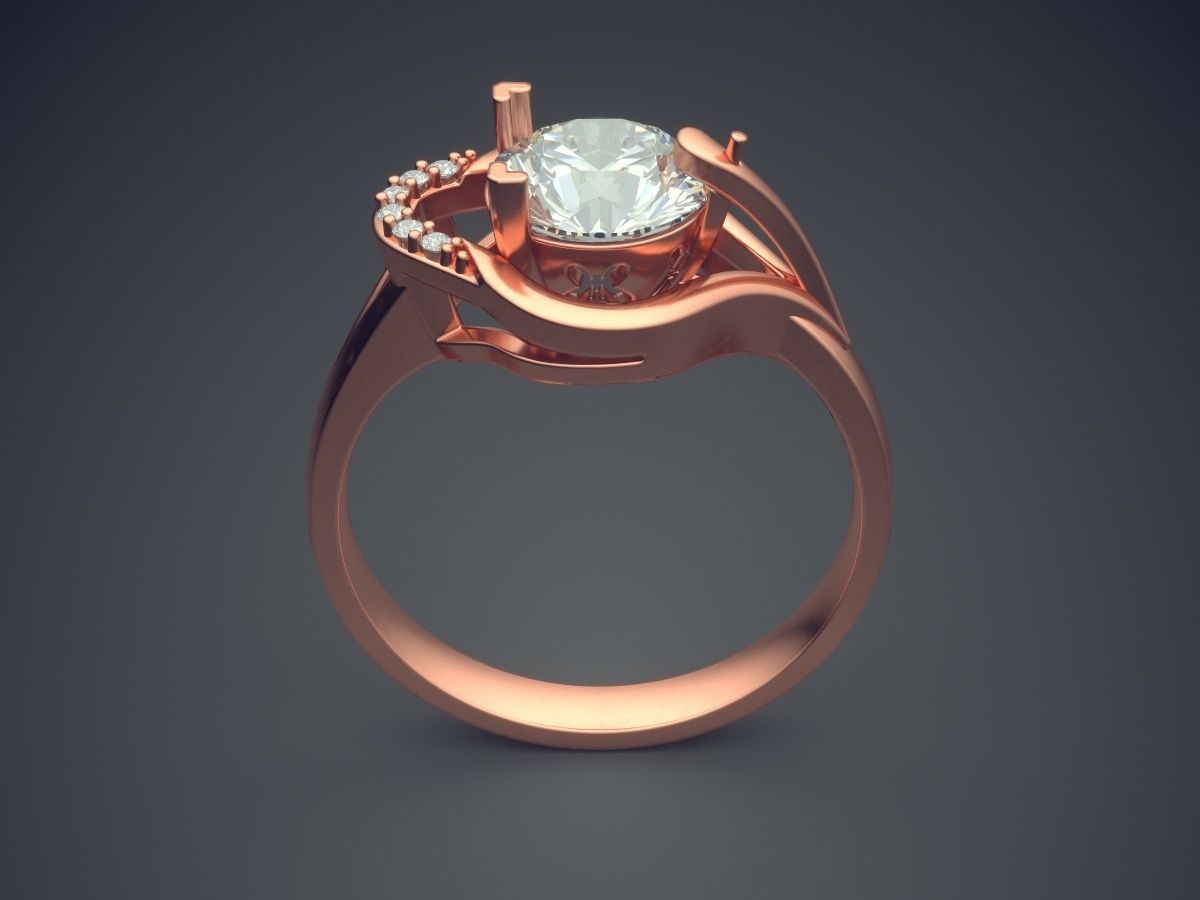 Elegant Luxurious Diamond-Ring for Engagement 2287 3D print model_2